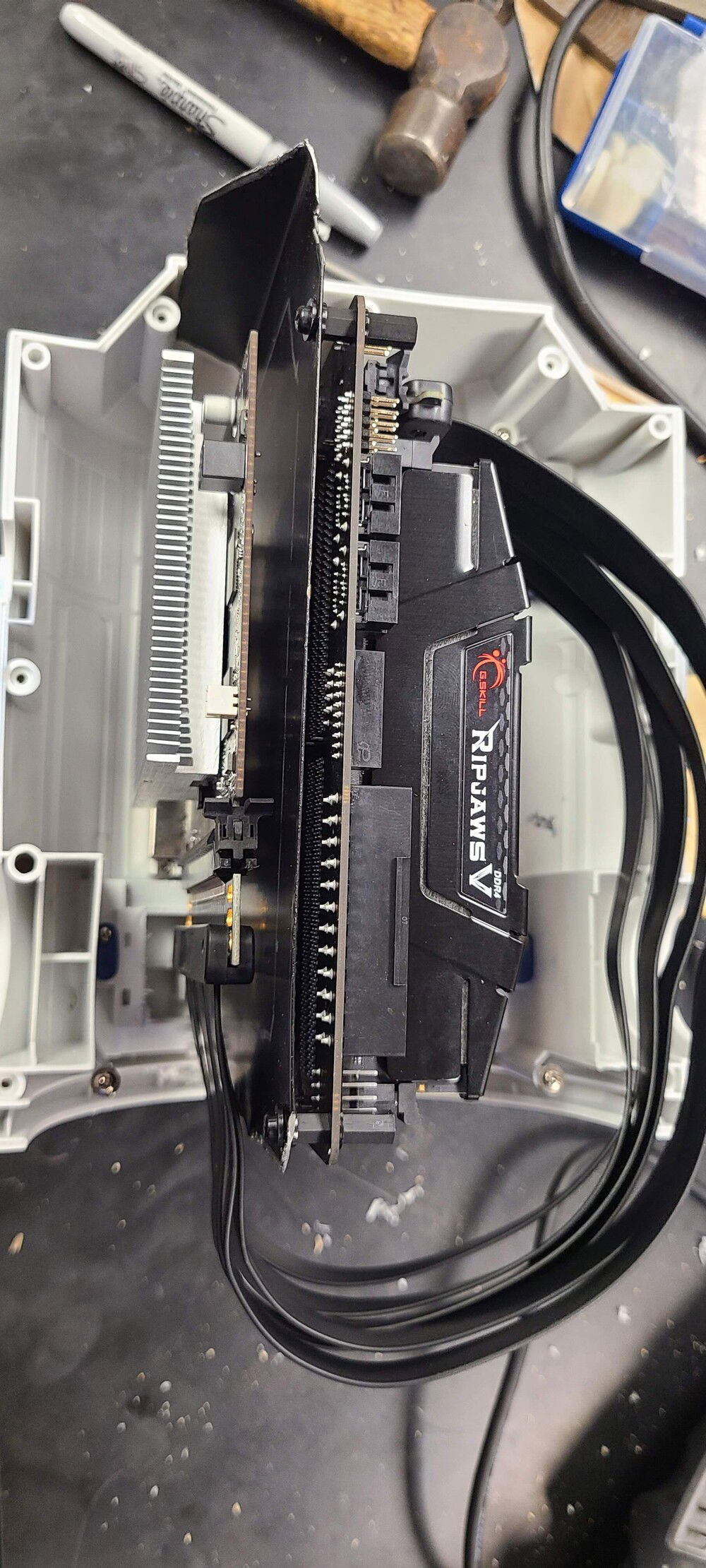 Looking Good.  Now to attach the Graphics Card to the Motherboard Stand.