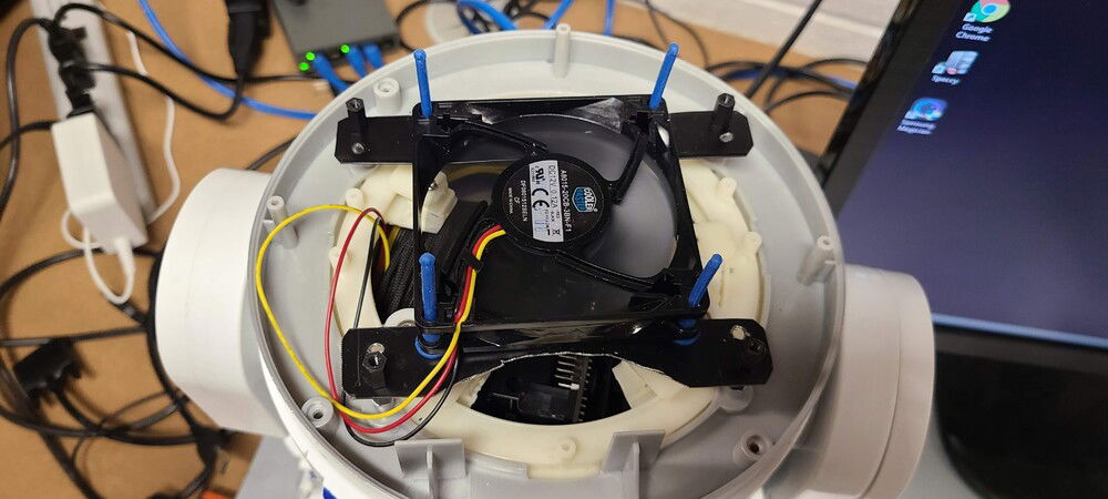 First attempt at adding a fan to the head to draw the air up and out.