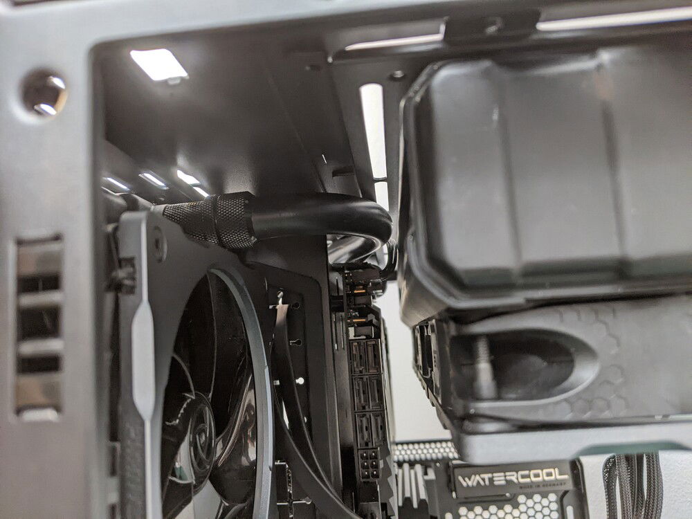 This shows how you can snake a soft tube run from the vertical rad...