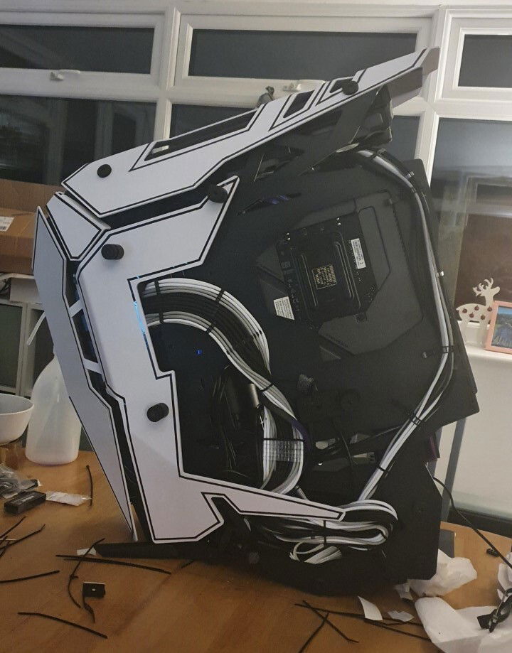 Routing wires (trying to keep as tidy as possible)and checking clearance for panels.