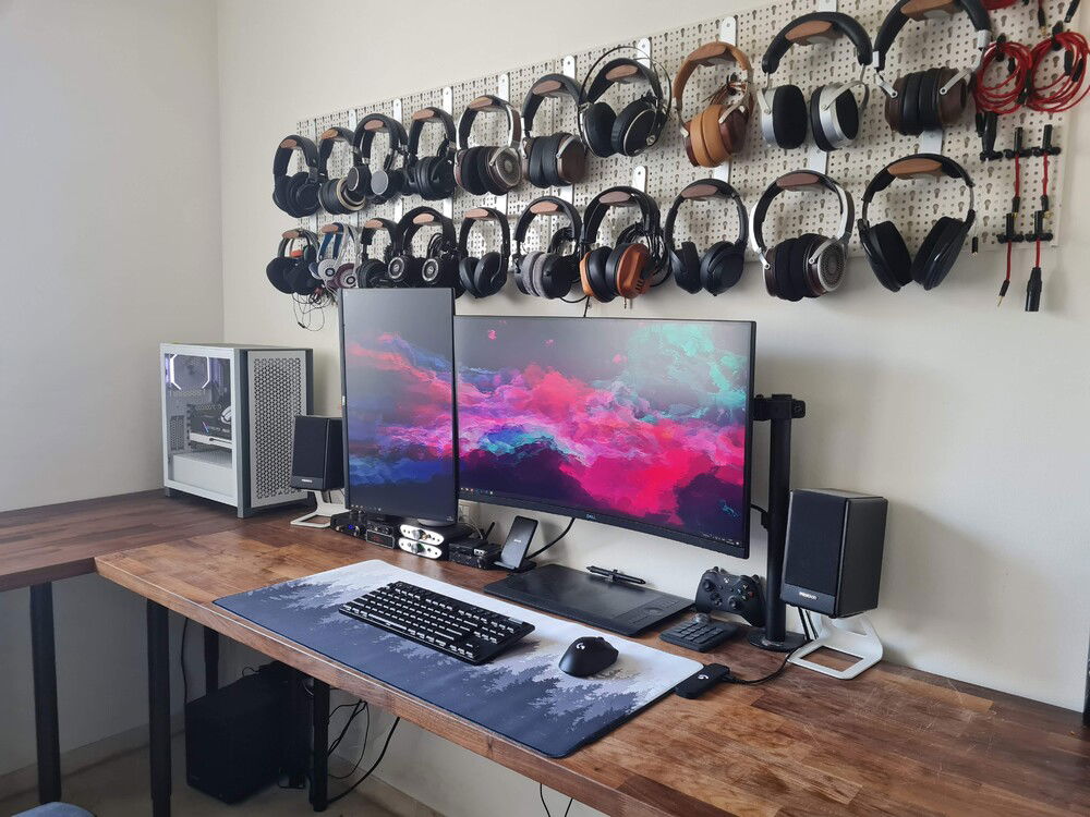 Overall set up (and yes i have too many headphones...)