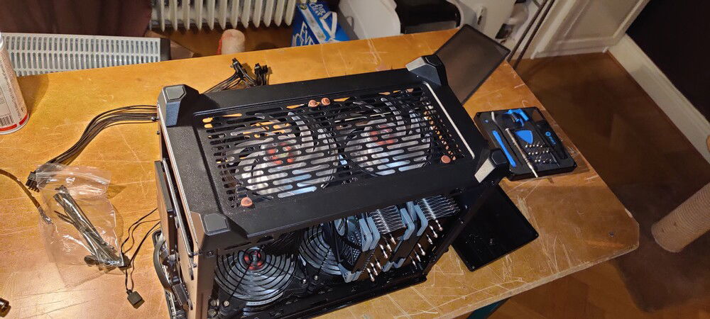 Bottom intake. Only had 4 rubber screws.. in brown. It will have to do for now.