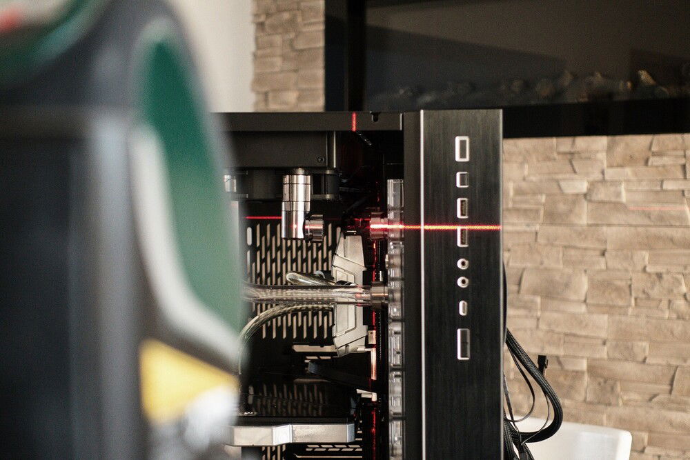 I used a laser, which I used in the reconstruction of the house, to aim the tubes.