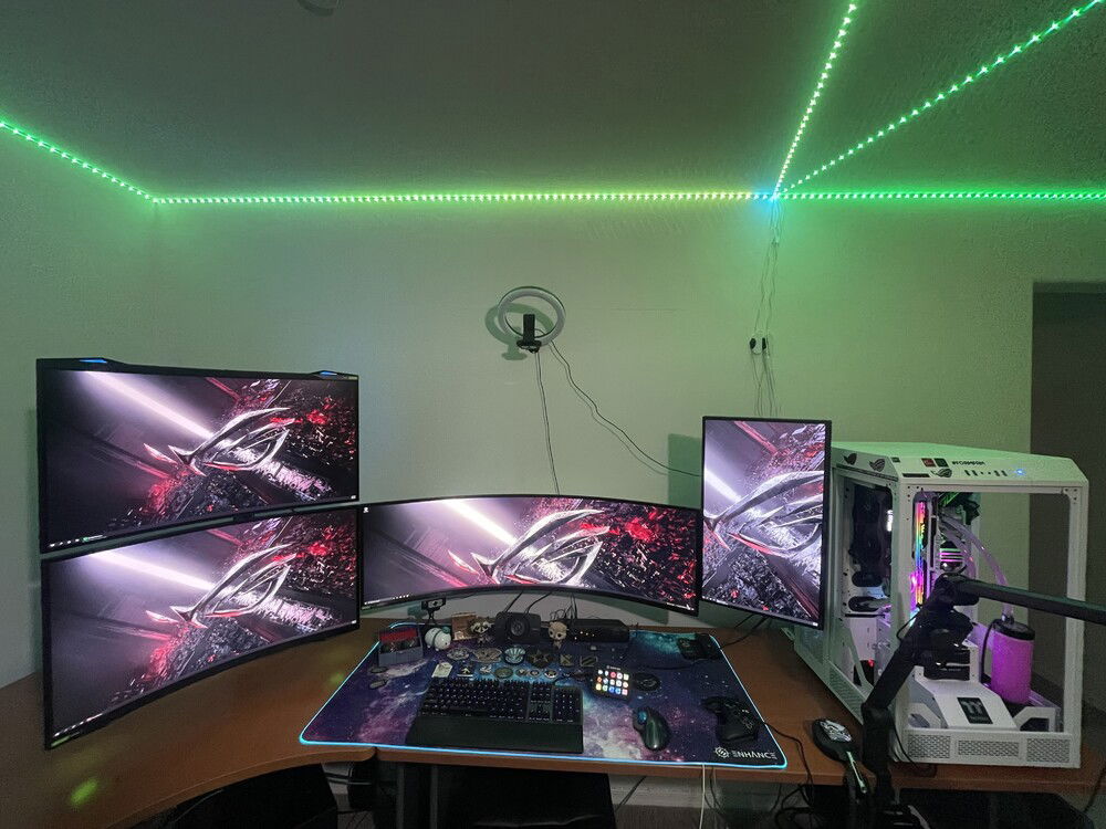 After I added the Samsung Odyssey G9 and wall mounted all the monitors