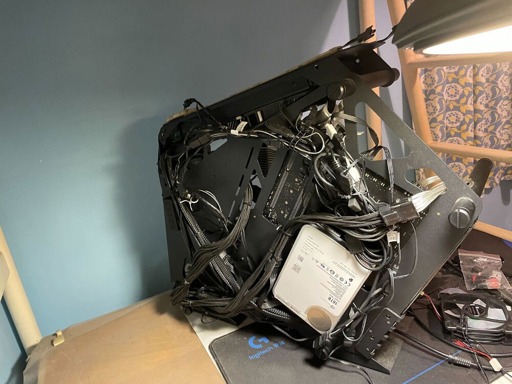 Build progress: Took hours to figure out a cable route which the cables don't fall apart.