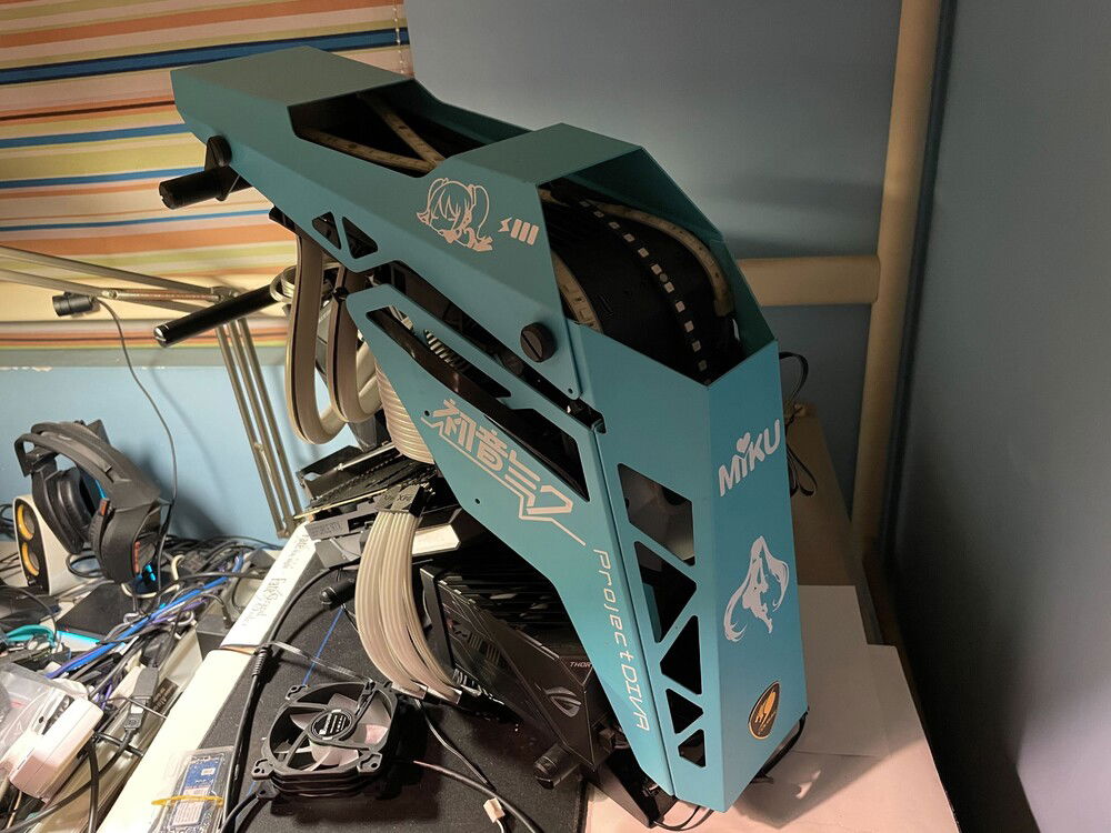 Build progress: Installing colored parts. Pay attention to the "chopped corner" from the PSU.