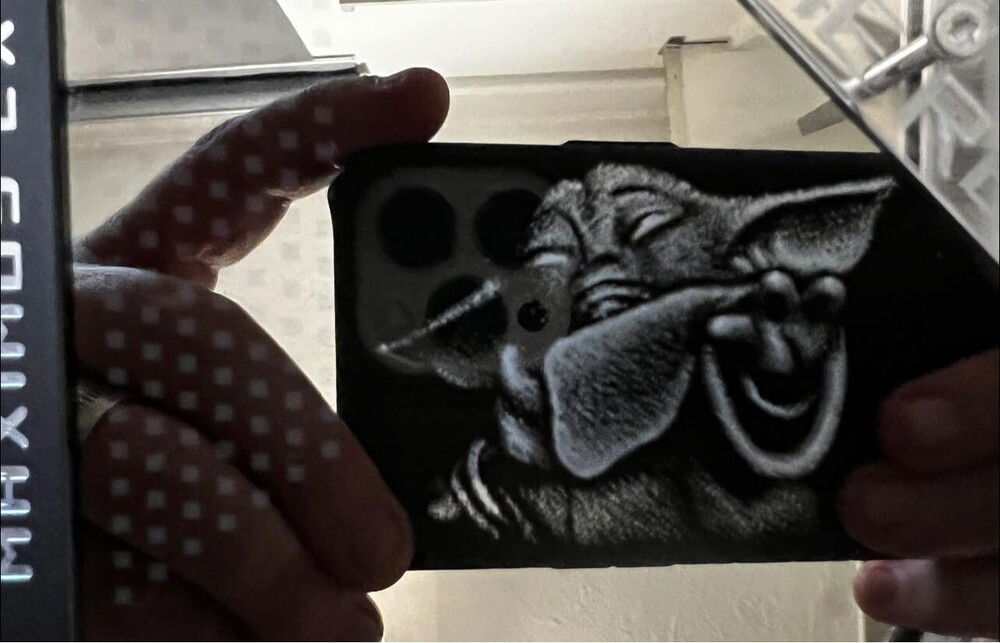 baby yoda engraving on the water block