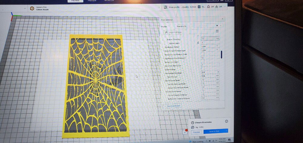 3d printing a spider web cover using pink pla for the hole i cut.