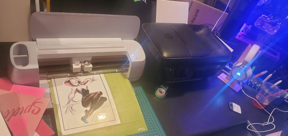 Used the Cricut maker 3 to cut out spider gwen vinyl sticker
