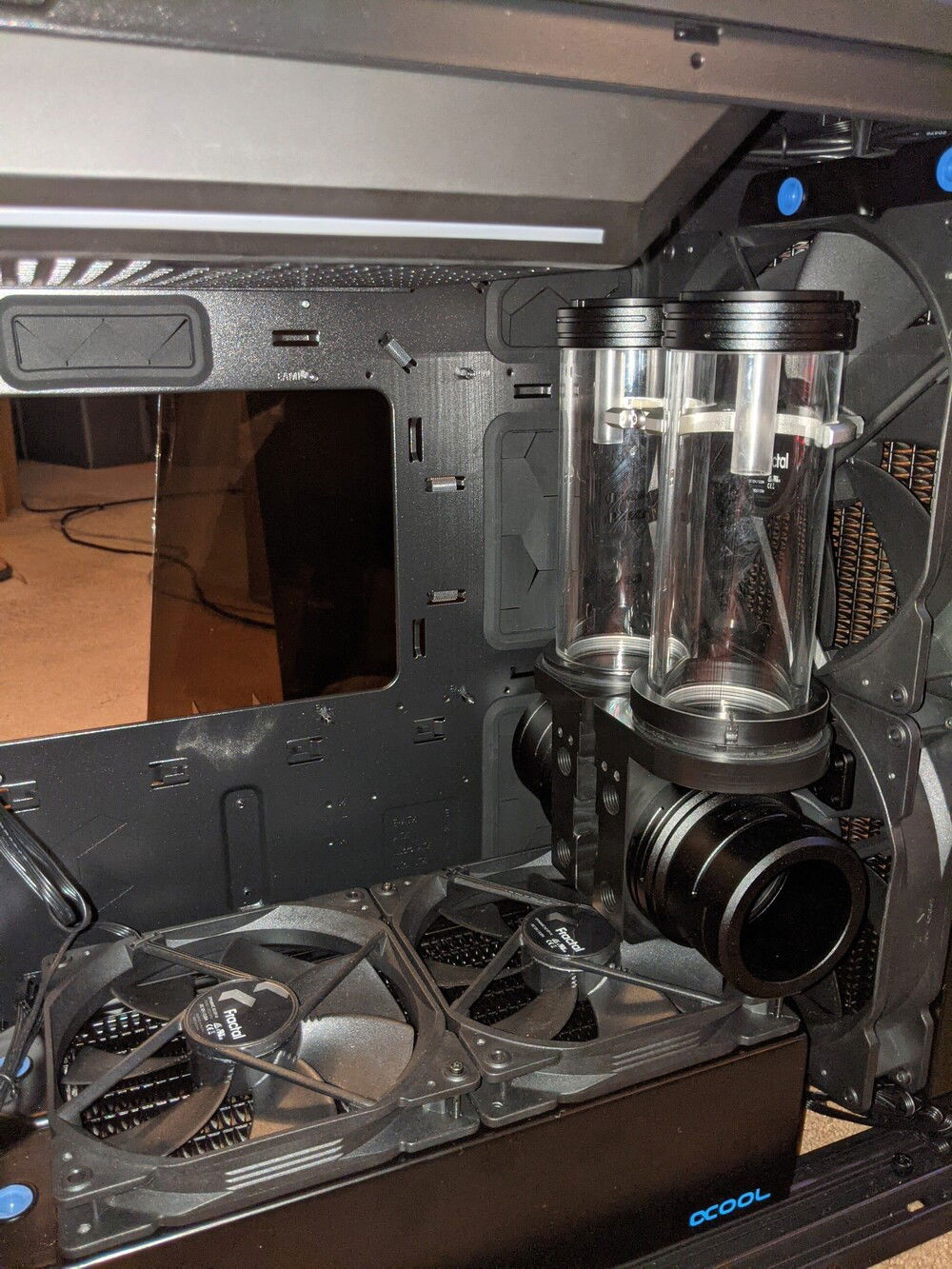 Original concept for dual pumps, but port locations and fittings just didn't work out and went with a single