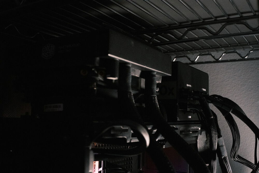 Ugly but I love it. Looks like a mechanical room.
Cooler Master 140mm and an Corsair ATX Gold 750.