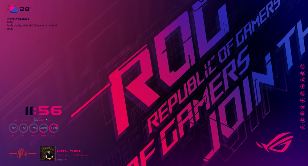 ROG Rainmeter Skin was created by me