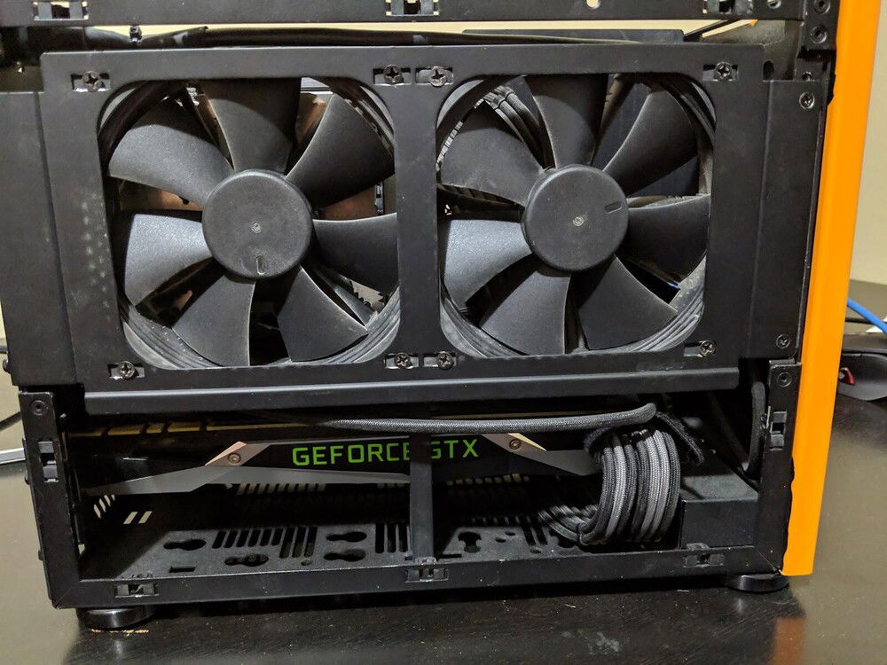 Used the AIO mounting bracket to mount two 120mm Noctua fans and move some serious air.