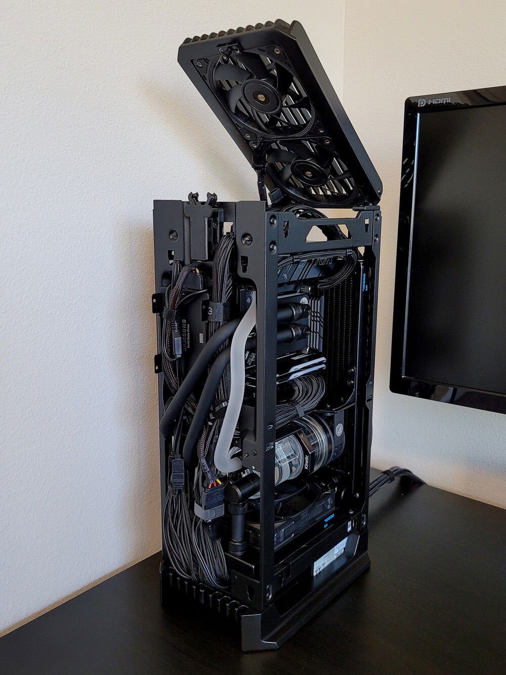 All case panels removed (was a struggle to fit all the cables underneath).