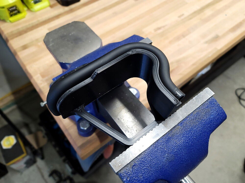 3D printed tubing jig: still needed to be careful with the temp to prevent flattening of the bends if too cold but much more precise than freehand!