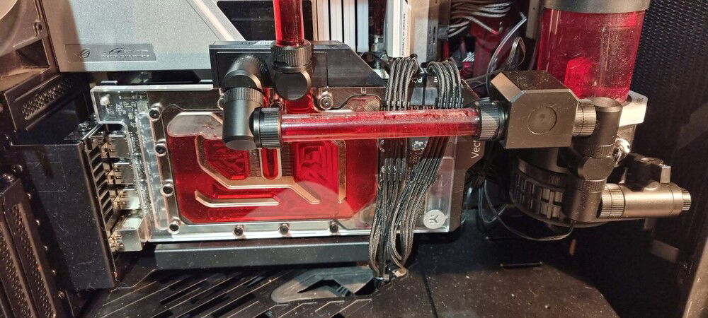 Keeping it open while letting it run through and get rid of the bubbles.