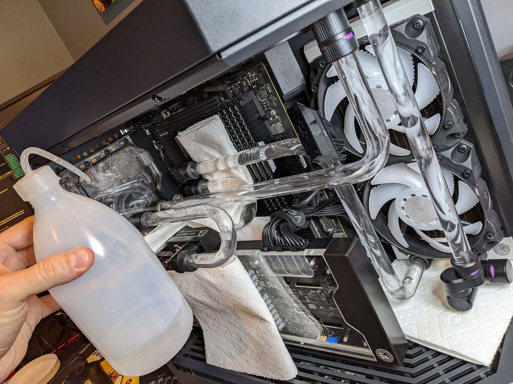 First fill and leak test with distilled water.