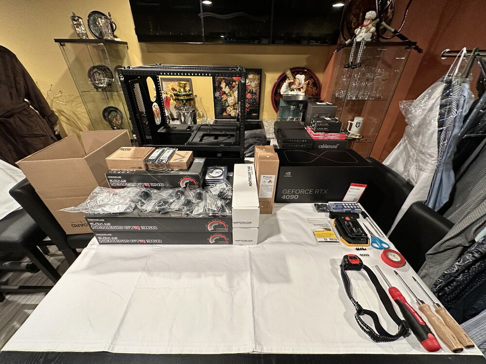 All of the things that I’ve currently received, with the Caselabs S8 case, albeit with panels off.
