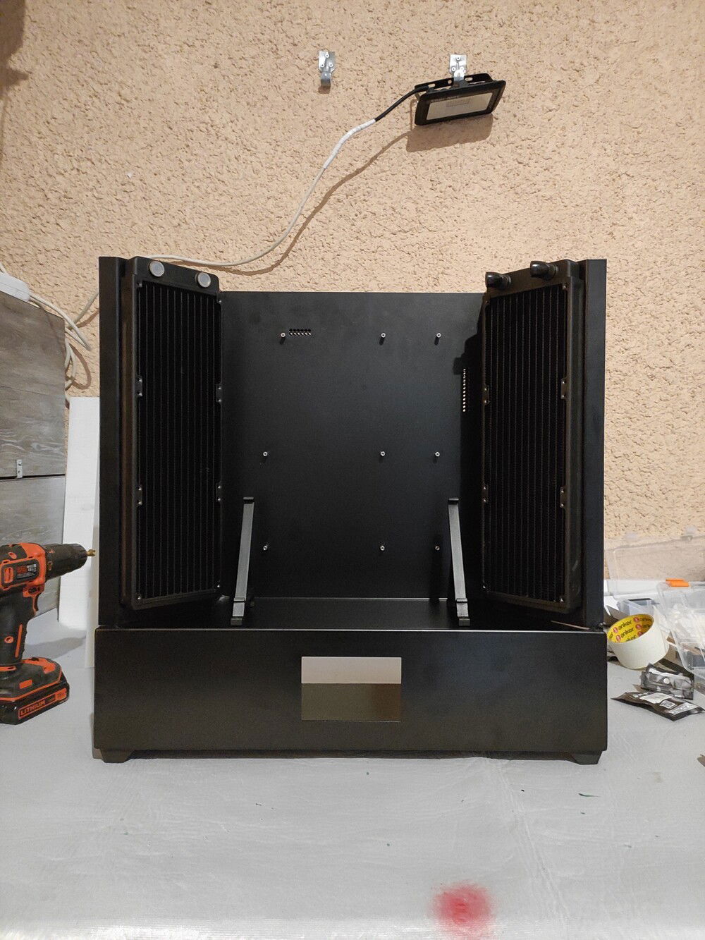Radiators test fit and the fist design for the gpu stand.