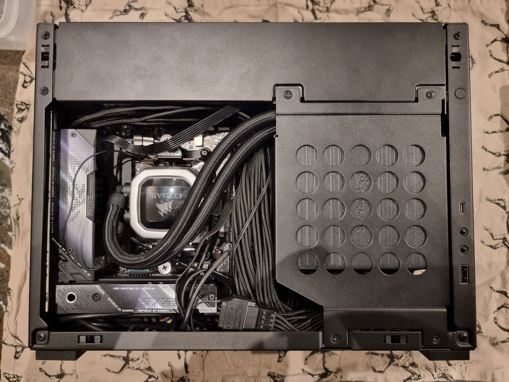 Before: H100i + rats nest of wiring