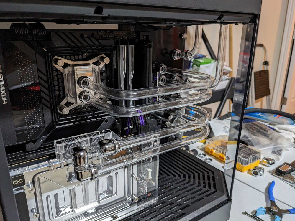 "Customer-facing" pipes complete.  Ended up doing that bottom pipe for the top-rad with the wider radius using the tomato can.