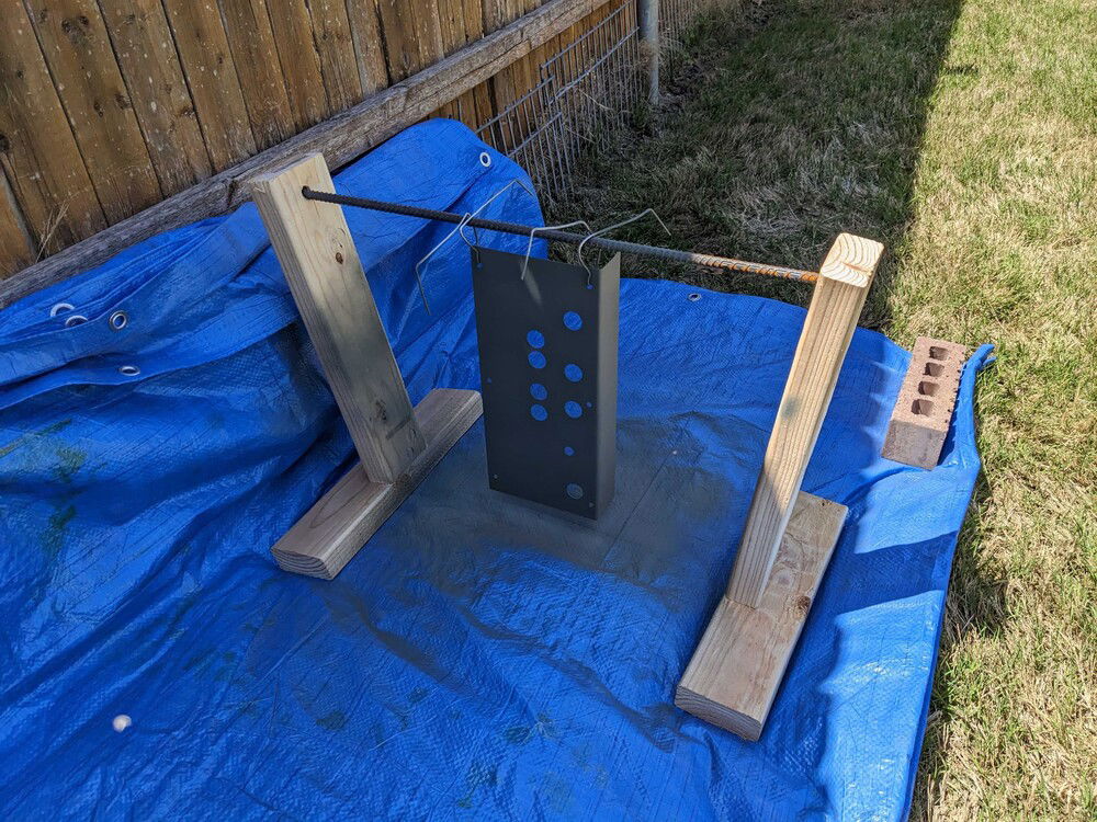 Self-etching primer applied after sanding and cleaning the metal.  Never skip primer.