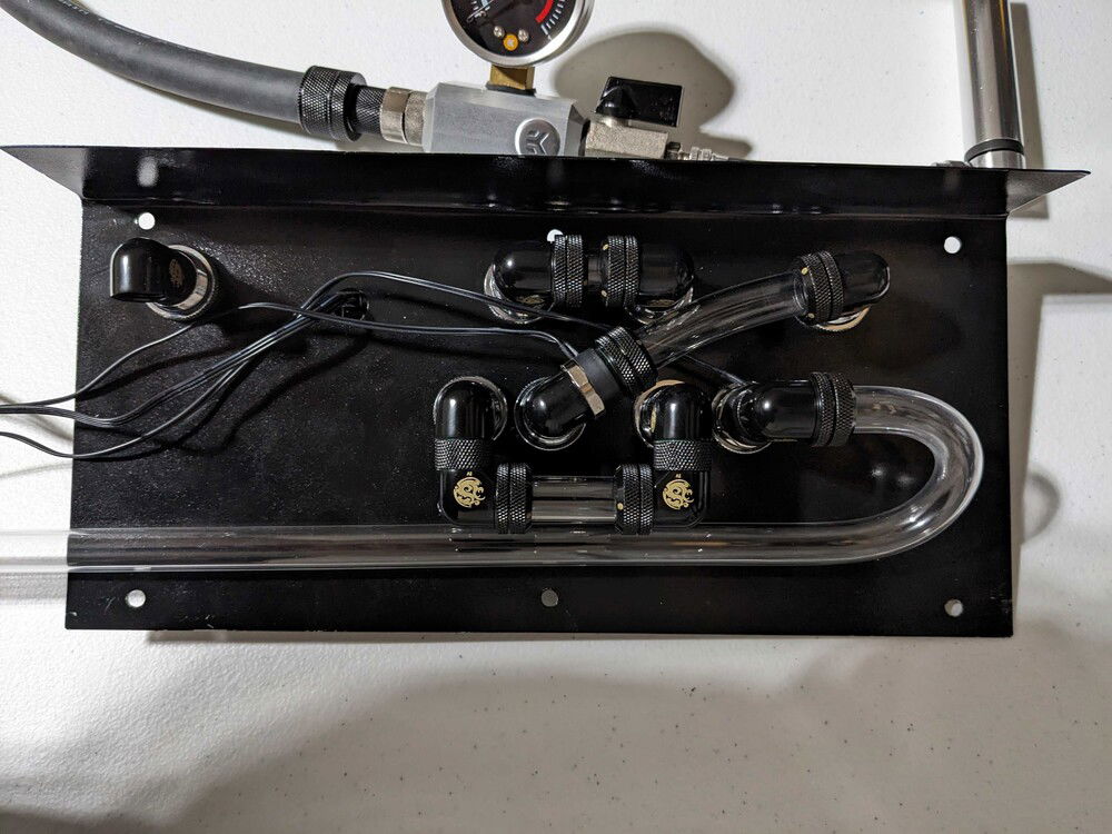 This was by far the most annoying part of the build.  Those fittings were not fun to install.  The needle-nose resin pliers were absolutely essential.  Have to be careful not to overtighten though—it's not hard when using tools.