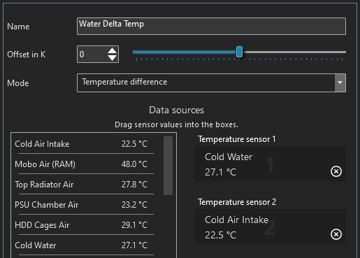 Virtual sensor for water delta temp.  Rad fans scale on a curve with this sensor.
