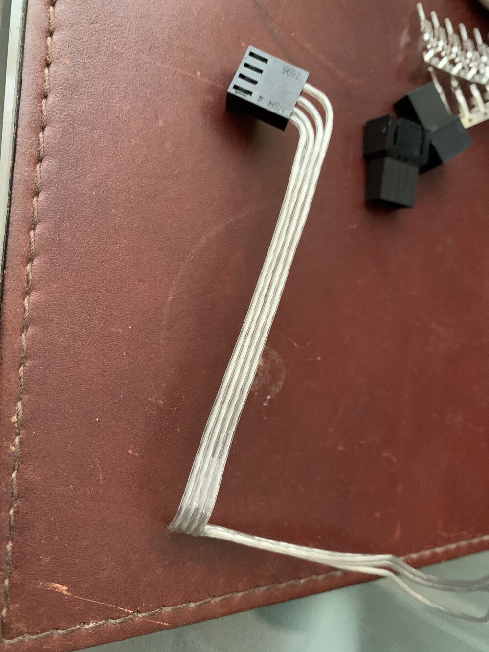 Narrower gauge, I converted to ribbon cables with some glue. This really enforced the radii.