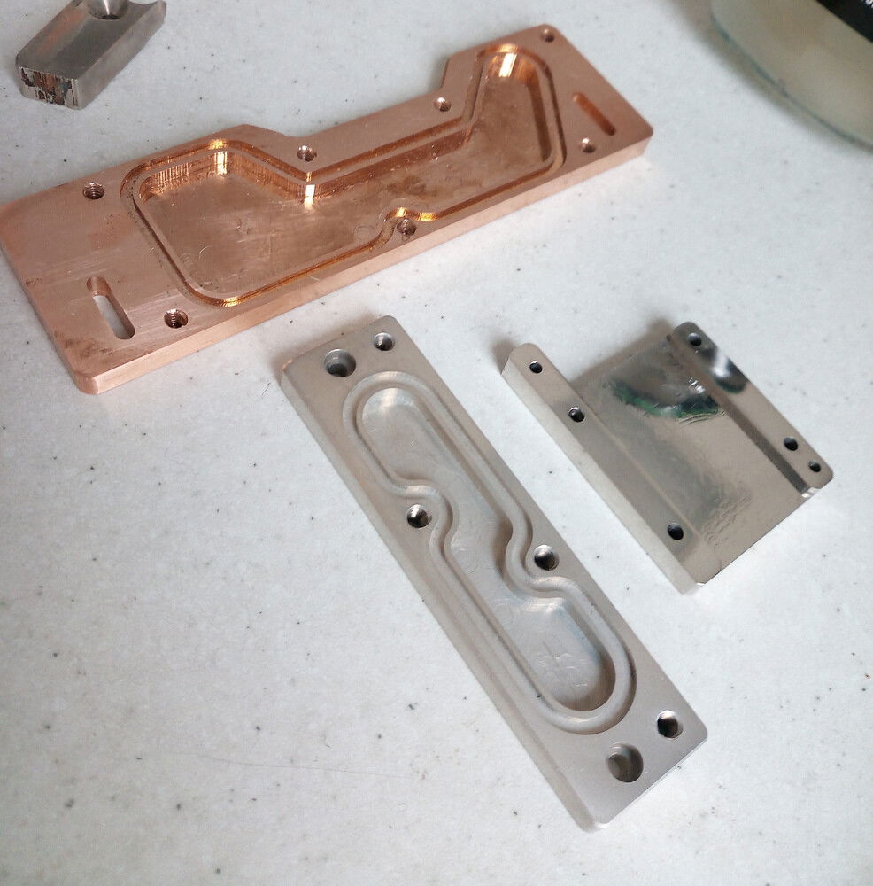 w/o plating, with nickel plating and after polishing