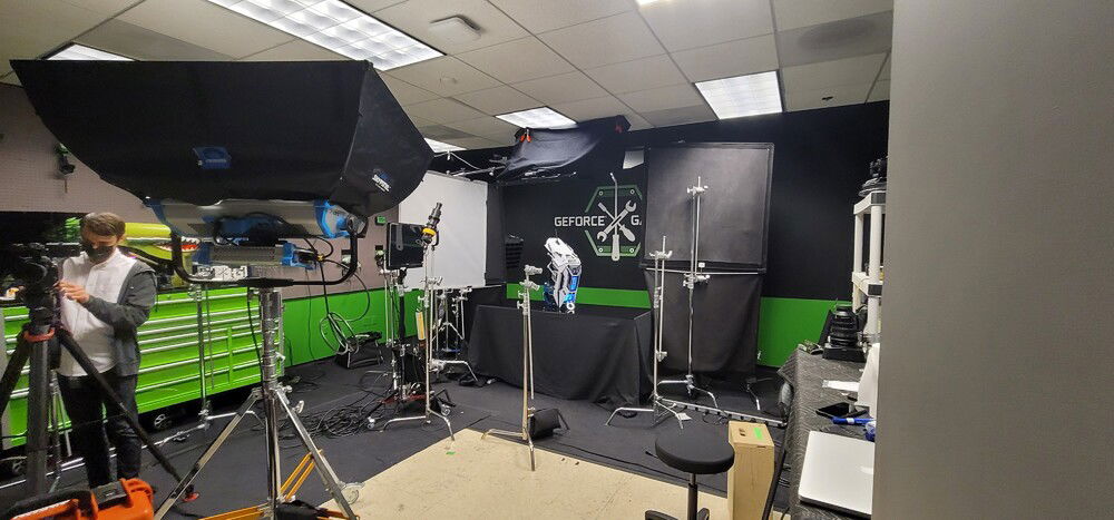 1st set of shots during the filming of Geforce Garage