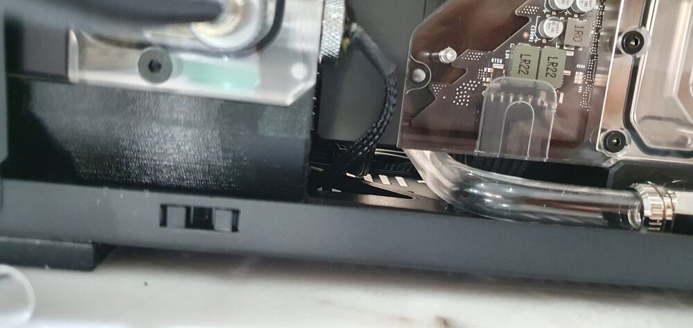 GPU Side: You can see how it wraps around the GPU power connector. GPU has just a micro 90 adapter on each port.