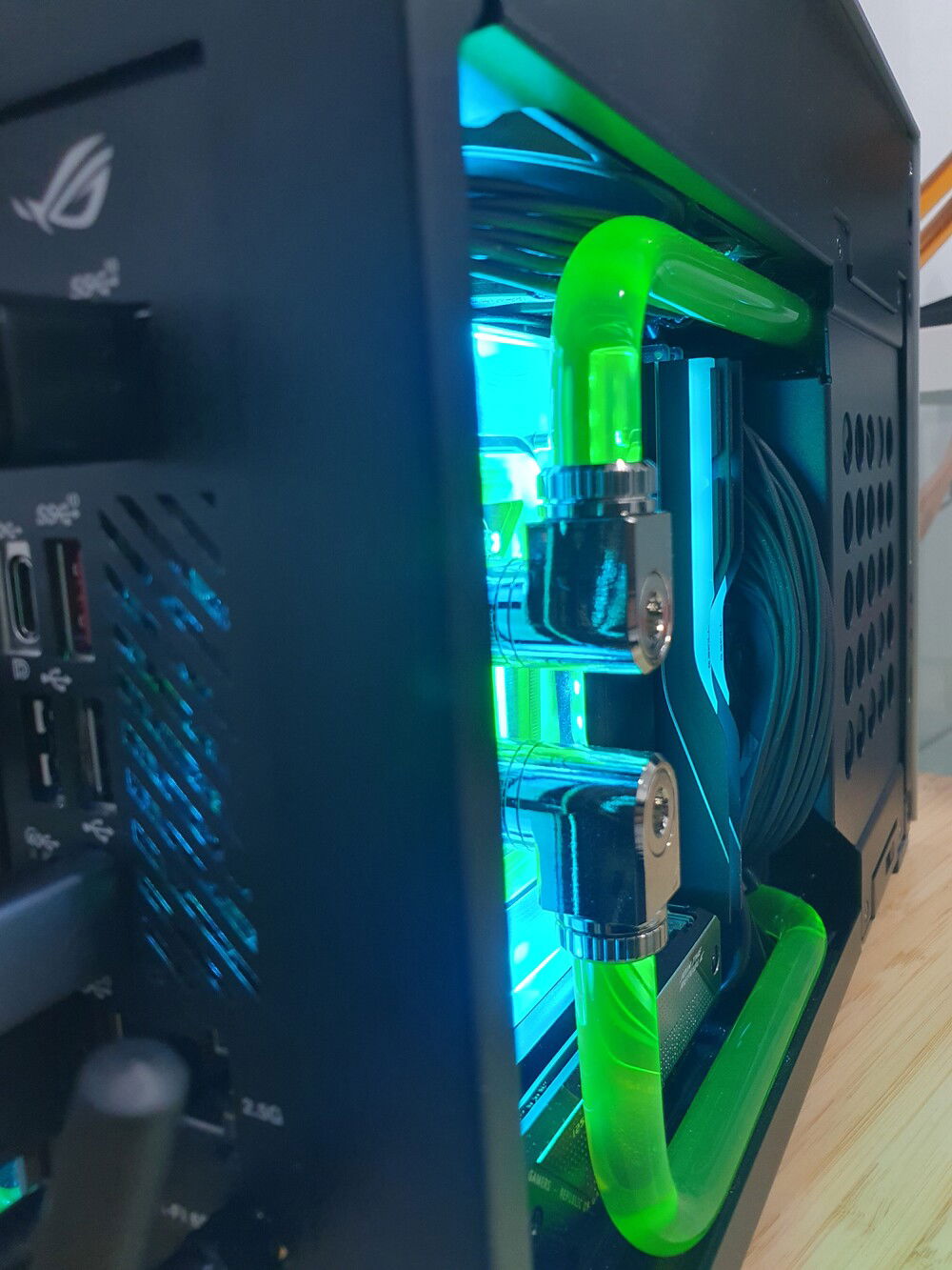 CPU -> Rad tube does not prevent inserting PSU fan side out. You just need to be careful to align the top first before pushing in the bottom of PSU. Metal support frame is on one side of tube and power connection is on the other side of tube.