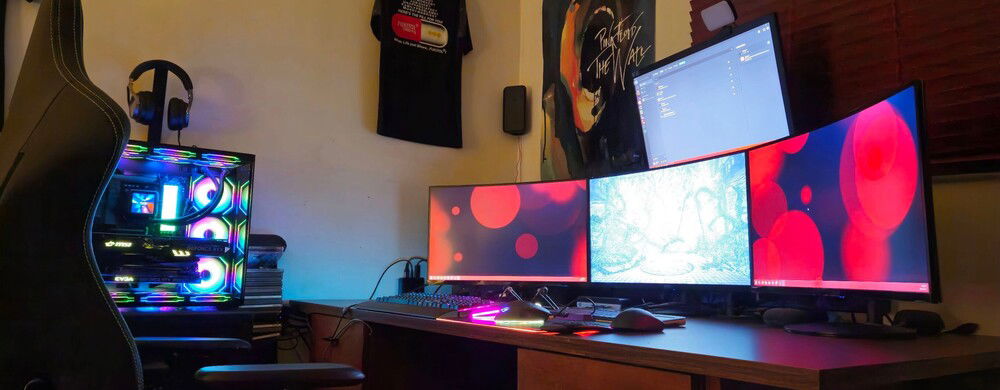 [youtube]https://youtu.be/M_9hJYmPPaM[/youtube]

[b]Time Spy Test:[/b] [url=https://google.com]http://www.3dmark.com/spy/44523786[/url]

[u][b]System:[/b][/u]

[b]Case:[/b] Armoury C701 Mid Tower [[url=https://google.com]https://www.canadacomputers.com/product_info.php?cPath=6_1937&item_id=184033&language=en[/url]]
[b]Cooling:[/b] Lian-Li Galahad II LCD 360mm AIO / [i]9x[/i] Lian-Li Uni Fan SL-INF 120 Case Fans
[b]CPU:[/b] Ryzen 7950x3D 16 Cores / 32 Threads @ 5.30GHz
[b]Motherboard:[/b] Gigabyte x670 Gaming X AX v2 Motherboard
[b]Memory:[/b] Adata XPG 64GB DDR5 6000MHz Memory
[b]SSD:[/b] Samsung 990 Pro 2TB M.2 SSD
[b]HDD #1:[/b] 3.5" Segate NAS 16TB HDD
[b]HDD #2:[/b] 3.5" WD NAS 16TB HDD
[b]GPU:[/b] MSI RTX 4070 Gaming X Trio 12GB [b][Gaming][/b]
[b]GPU:[/b] EVGA RTX 3060 Ti FTW3 Ultra 8GB [b][OBS][/b]
[b]PSU:[/b] Corsair RMx Series RM1000x Power Supply [1000watts]
[b]Internet:[/b] 1x 2.5Gbps Ethernet Port / WiFi AX 6 / Bluetooth 5.3
[b]Cables:[/b] 1x Lian Li Strimer Plus V2 24 Pin Motherboard / 1x Lian Li Strimer Plus V2 8 PIN GPU / 1x Lian Li PW16-12PV2 Strimer Plus V2 GPU
[b]ARGB:[/b] All Lights Are Controlled By SignalRGB

[u][b]PERIPHERALS:[/b][/u]

[b]Monitors:[/b] [i]3x[/i] Acer Nitro XZ270U 27" 165Hz / [i]1x[/i] AOC E2476VWM6 1080p 60Hz
[b]Webcam:[/b] Elgato Facecam 1080p Webcam
[b]Mouse:[/b] ASUS ROG Gladius II Origin Mouse
[b]Keyboard:[/b] ASUS ROG Strix Flare Keyboard
[b]Mousepad:[/b] Corsair MM700 RGB Mousepad
[b]Headset:[/b] Corsair Virtuoso RGB Headset