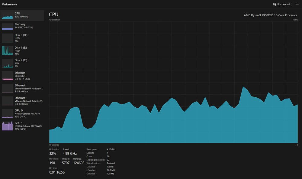 [youtube]https://youtu.be/M_9hJYmPPaM[/youtube]

[b]Time Spy Test:[/b] [url=https://google.com]http://www.3dmark.com/spy/44523786[/url]

[u][b]System:[/b][/u]

[b]Case:[/b] Armoury C701 Mid Tower [[url=https://google.com]https://www.canadacomputers.com/product_info.php?cPath=6_1937&item_id=184033&language=en[/url]]
[b]Cooling:[/b] Lian-Li Galahad II LCD 360mm AIO / [i]9x[/i] Lian-Li Uni Fan SL-INF 120 Case Fans
[b]CPU:[/b] Ryzen 7950x3D 16 Cores / 32 Threads @ 5.30GHz
[b]Motherboard:[/b] Gigabyte x670 Gaming X AX v2 Motherboard
[b]Memory:[/b] Adata XPG 64GB DDR5 6000MHz Memory
[b]SSD:[/b] Samsung 990 Pro 2TB M.2 SSD
[b]HDD #1:[/b] 3.5" Segate NAS 16TB HDD
[b]HDD #2:[/b] 3.5" WD NAS 16TB HDD
[b]GPU:[/b] MSI RTX 4070 Gaming X Trio 12GB [b][Gaming][/b]
[b]GPU:[/b] EVGA RTX 3060 Ti FTW3 Ultra 8GB [b][OBS][/b]
[b]PSU:[/b] Corsair RMx Series RM1000x Power Supply [1000watts]
[b]Internet:[/b] 1x 2.5Gbps Ethernet Port / WiFi AX 6 / Bluetooth 5.3
[b]Cables:[/b] 1x Lian Li Strimer Plus V2 24 Pin Motherboard / 1x Lian Li Strimer Plus V2 8 PIN GPU / 1x Lian Li PW16-12PV2 Strimer Plus V2 GPU
[b]ARGB:[/b] All Lights Are Controlled By SignalRGB

[u][b]PERIPHERALS:[/b][/u]

[b]Monitors:[/b] [i]3x[/i] Acer Nitro XZ270U 27" 165Hz / [i]1x[/i] AOC E2476VWM6 1080p 60Hz
[b]Webcam:[/b] Elgato Facecam 1080p Webcam
[b]Mouse:[/b] ASUS ROG Gladius II Origin Mouse
[b]Keyboard:[/b] ASUS ROG Strix Flare Keyboard
[b]Mousepad:[/b] Corsair MM700 RGB Mousepad
[b]Headset:[/b] Corsair Virtuoso RGB Headset