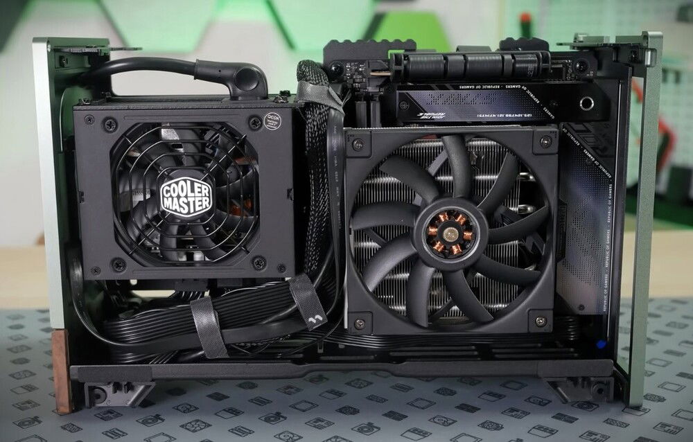 A view from the side, PSU, and cooling.