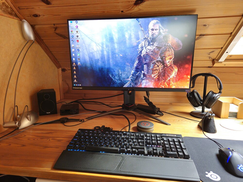 Desk setup (PC is on the bottom left)