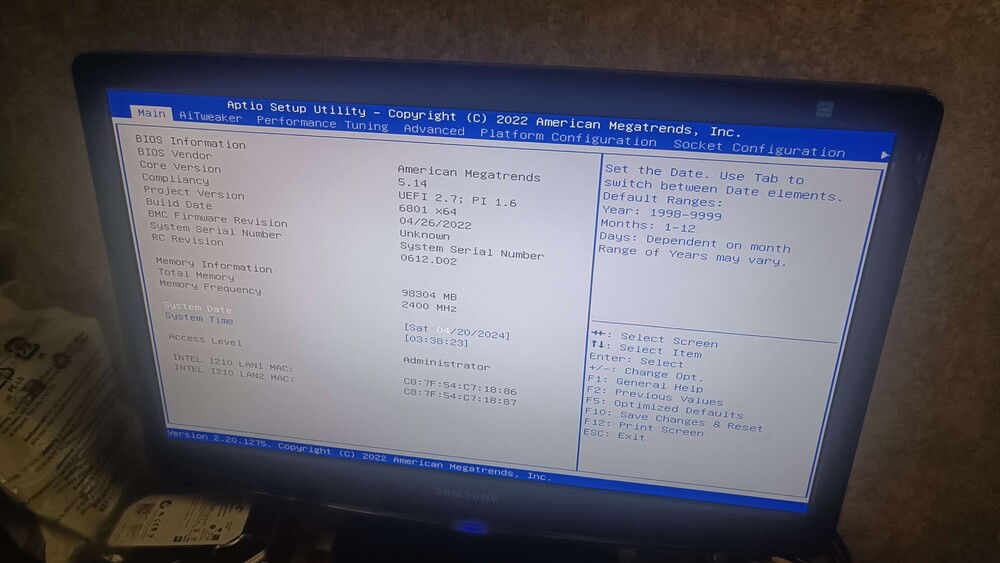 Small hitch along the way, one of the RAM sticks was detected by displayed 0GB of memory, thankfully that was easily resolved by swapping two sticks around and after a reboot and retrain, all of the memory showed up !