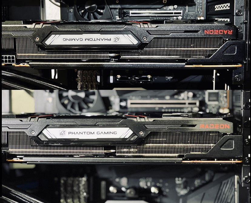Before and after detail of the GPU mods.