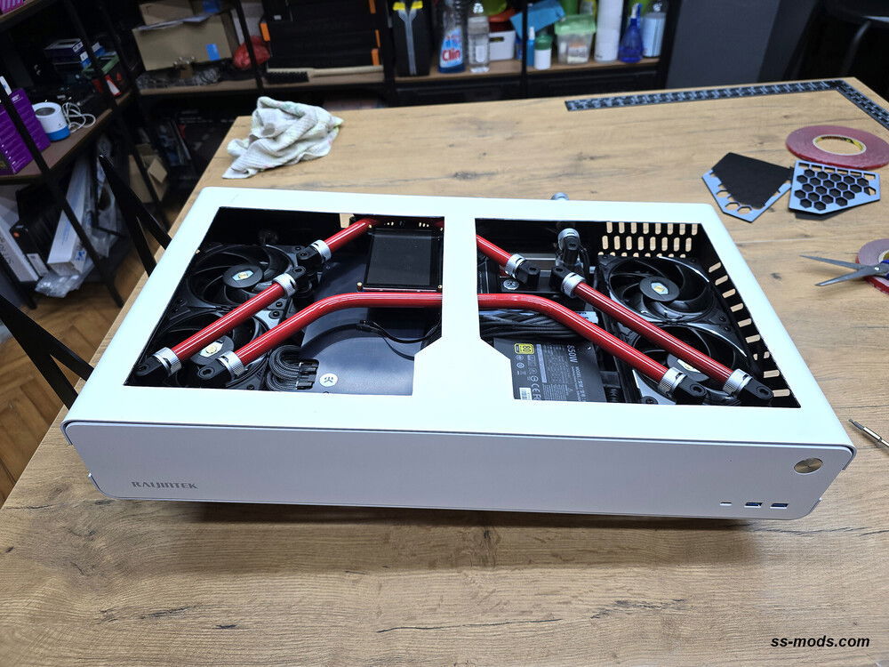 Project "Super Sport GT car tribute" PC build - The front side is cut for a better view of the inside of the case and hardware...