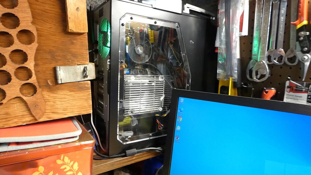 In the garage before