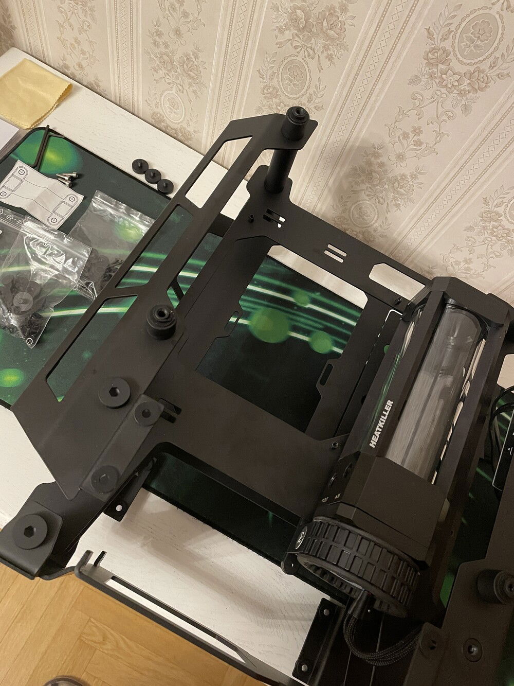 Trying to place the tube and see if it fits well.