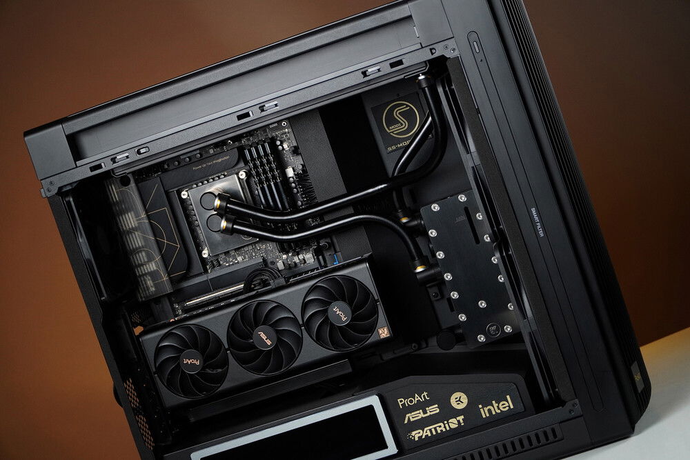 Asus CREATOR build by neSSa is finished, thank you partners and all of you who support my work. Enjoy in the final photos and video:
https://youtu.be/5qhL6rq7WsA?si=QbGSR9eH7sgEQQPG
https://youtu.be/5qhL6rq7WsA?si=QbGSR9eH7sgEQQPG
Hardware:
Asus ProArt PA602 Case
Asus ProArt Z790 Creator WiFi Motherboard
Asus ProArt RTX 4070 Graphics card
Asus TUF 1200w Power supply
Intel I9 14900KS
Patriot Signature Premium DDR5 4x24Gb 5600Mhz
Patriot VP4300 M2 4Tb
EK-Pro CPU WB 1700 CPU block
EK-Pro Pump Reservoir Manifold X3 D5
EK-Quantum Surface P360 - Black Edition
EK-Quantum Impulse 120 D-RGB
etc...