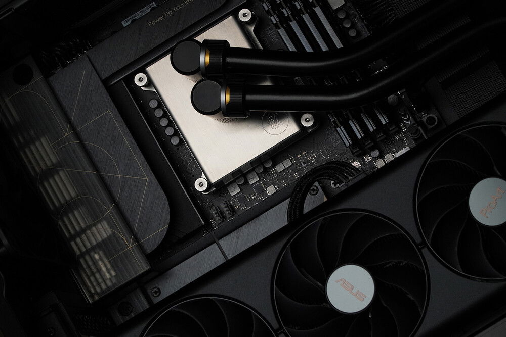 Asus CREATOR build by neSSa is finished, thank you partners and all of you who support my work. Enjoy in the final photos and video:
https://youtu.be/5qhL6rq7WsA?si=QbGSR9eH7sgEQQPG
https://youtu.be/5qhL6rq7WsA?si=QbGSR9eH7sgEQQPG
Hardware:
Asus ProArt PA602 Case
Asus ProArt Z790 Creator WiFi Motherboard
Asus ProArt RTX 4070 Graphics card
Asus TUF 1200w Power supply
Intel I9 14900KS
Patriot Signature Premium DDR5 4x24Gb 5600Mhz
Patriot VP4300 M2 4Tb
EK-Pro CPU WB 1700 CPU block
EK-Pro Pump Reservoir Manifold X3 D5
EK-Quantum Surface P360 - Black Edition
EK-Quantum Impulse 120 D-RGB
etc...