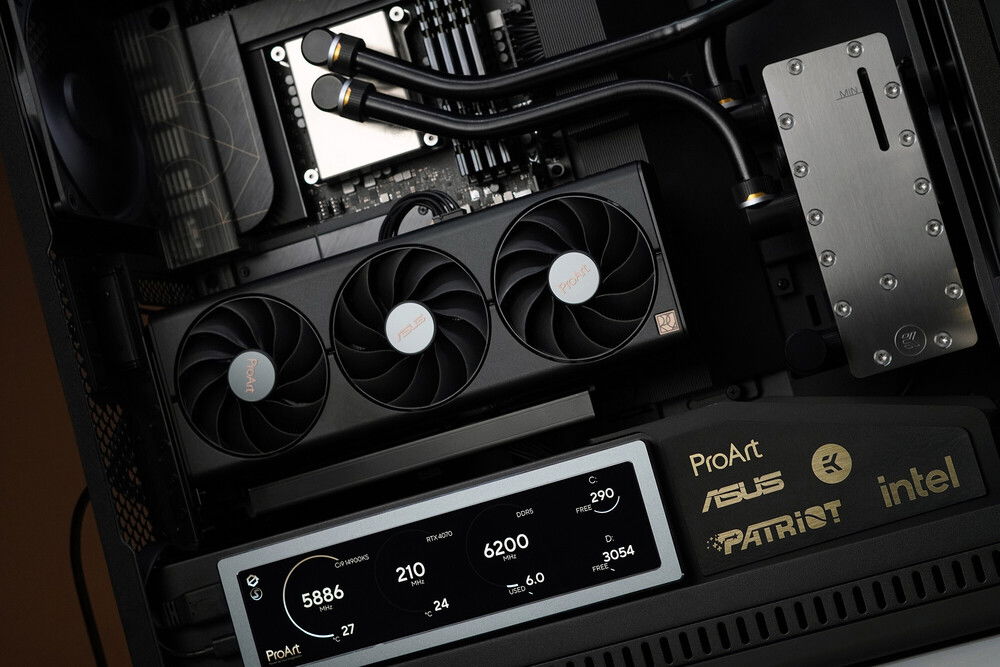 Asus CREATOR build by neSSa is finished, thank you partners and all of you who support my work. Enjoy in the final photos and video:
https://youtu.be/5qhL6rq7WsA?si=QbGSR9eH7sgEQQPG
https://youtu.be/5qhL6rq7WsA?si=QbGSR9eH7sgEQQPG
Hardware:
Asus ProArt PA602 Case
Asus ProArt Z790 Creator WiFi Motherboard
Asus ProArt RTX 4070 Graphics card
Asus TUF 1200w Power supply
Intel I9 14900KS
Patriot Signature Premium DDR5 4x24Gb 5600Mhz
Patriot VP4300 M2 4Tb
EK-Pro CPU WB 1700 CPU block
EK-Pro Pump Reservoir Manifold X3 D5
EK-Quantum Surface P360 - Black Edition
EK-Quantum Impulse 120 D-RGB
etc...