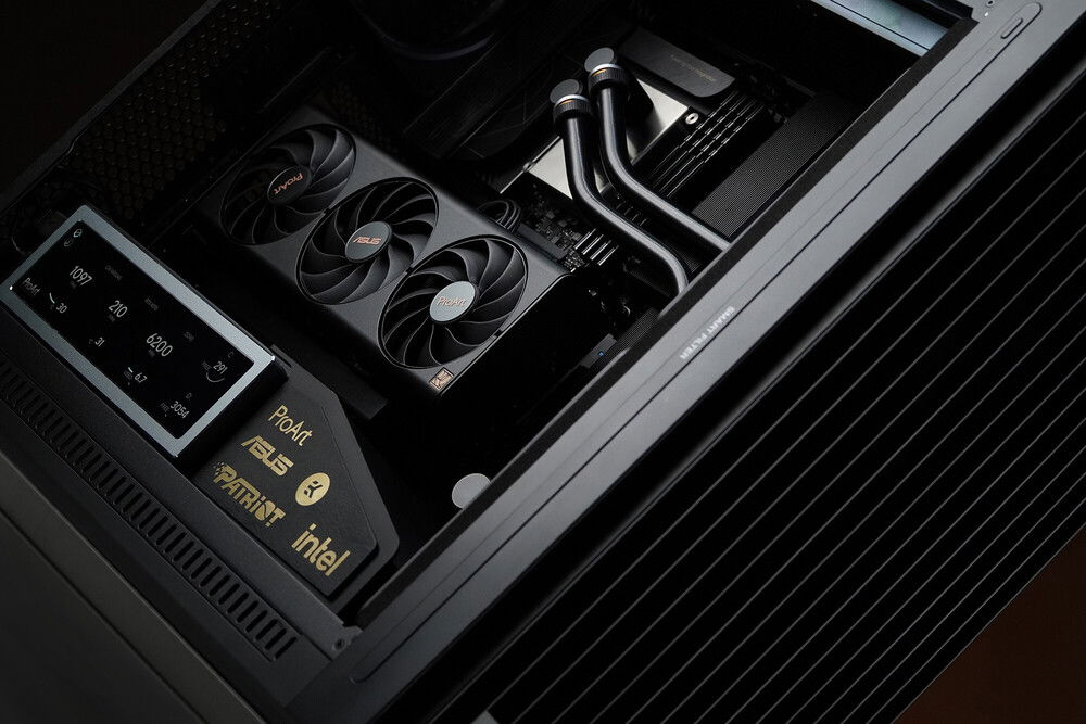 Asus CREATOR build by neSSa is finished, thank you partners and all of you who support my work. Enjoy in the final photos and video:
https://youtu.be/5qhL6rq7WsA?si=QbGSR9eH7sgEQQPG
https://youtu.be/5qhL6rq7WsA?si=QbGSR9eH7sgEQQPG
Hardware:
Asus ProArt PA602 Case
Asus ProArt Z790 Creator WiFi Motherboard
Asus ProArt RTX 4070 Graphics card
Asus TUF 1200w Power supply
Intel I9 14900KS
Patriot Signature Premium DDR5 4x24Gb 5600Mhz
Patriot VP4300 M2 4Tb
EK-Pro CPU WB 1700 CPU block
EK-Pro Pump Reservoir Manifold X3 D5
EK-Quantum Surface P360 - Black Edition
EK-Quantum Impulse 120 D-RGB
etc...