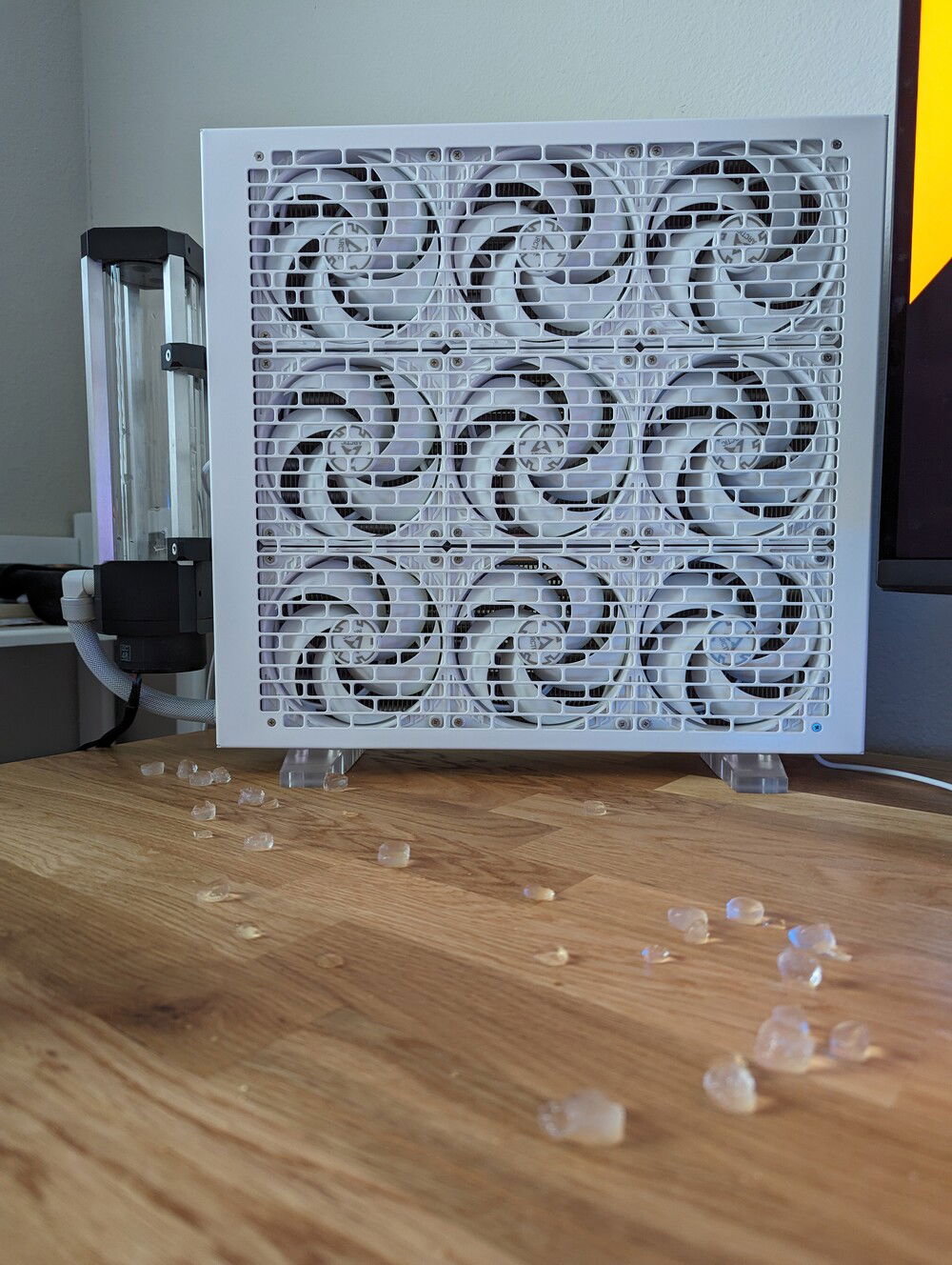 Spilled my drink one day, took a cool shot of the mora pre dust filter application