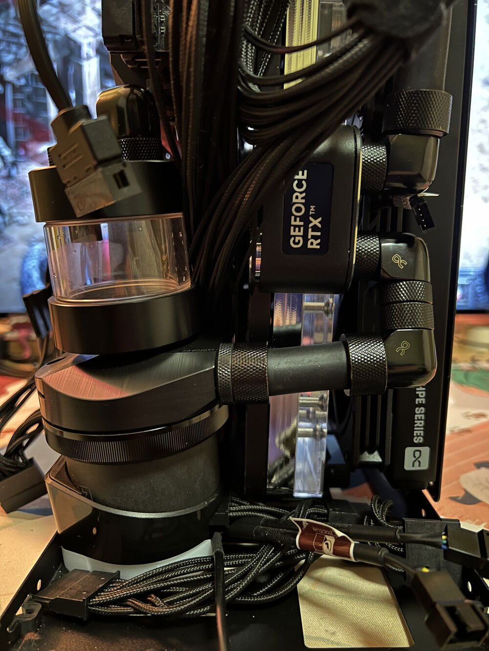 Tubing route from the front of the case.