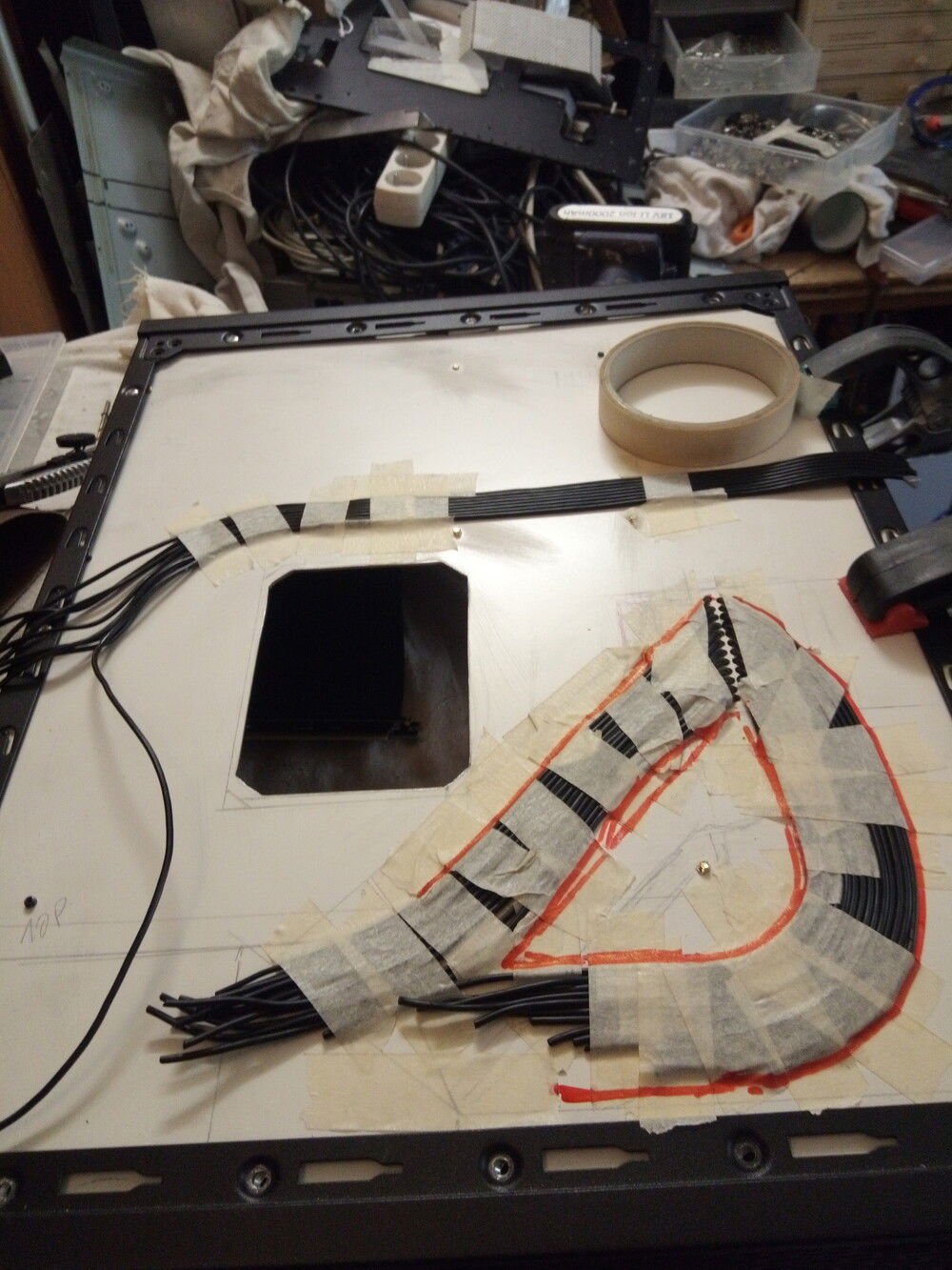 taping on wires on the rear plate