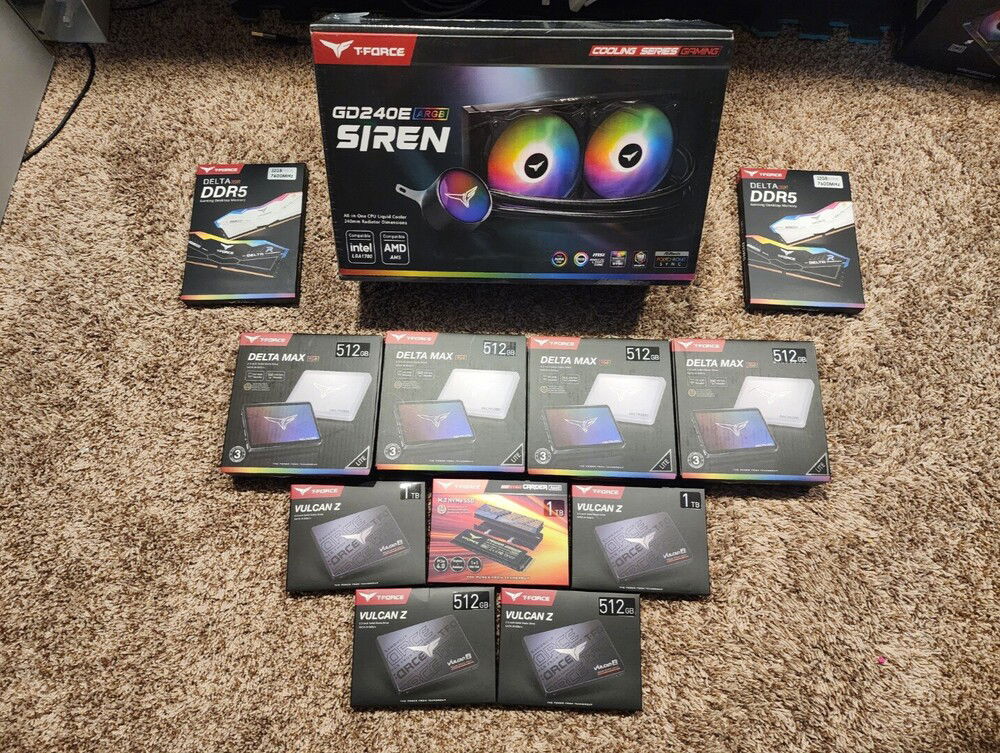 T-force parts used in the build - storage, memory and cooling